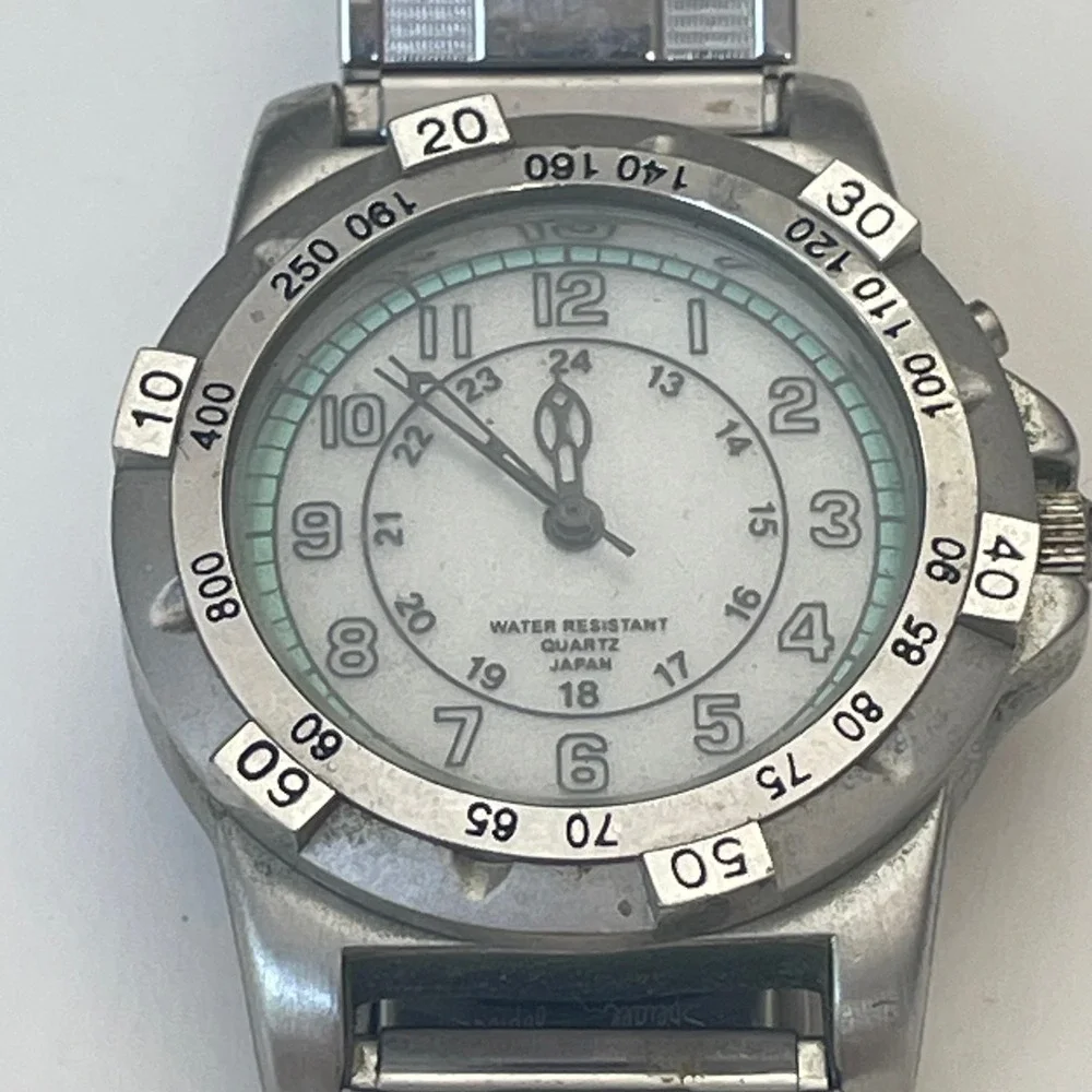Mens Silver Tone Quartz Watch White Dial Speidel Twist-O-Flex Expansion Band